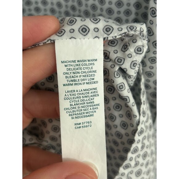 Perry Ellis Short Sleeve Button-Down Shirt White Black Geometric Print Sz 2X - Picture 8 of 9